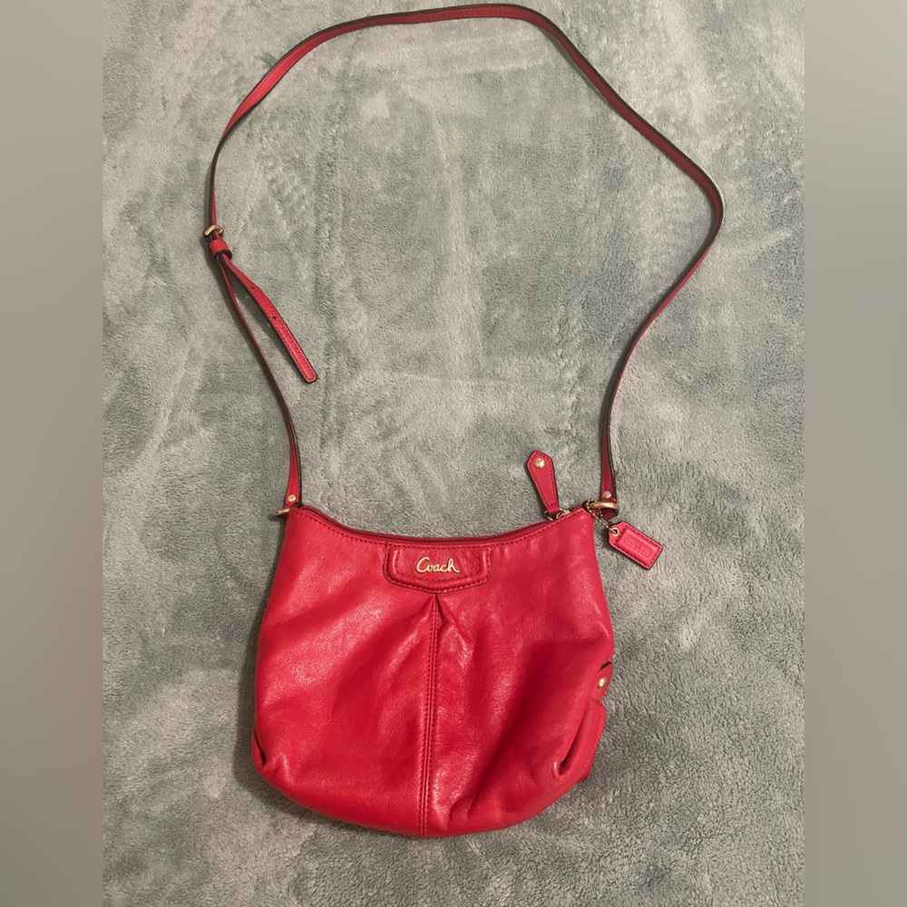 Coach Vibrant Red Leather Cross Body Shoulder Bag